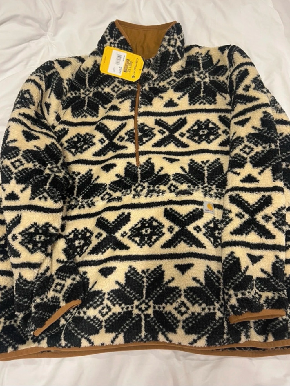 Carhartt Women’s Black & Cream Patterned Sherpa Pullover